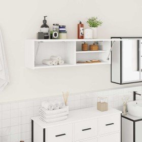 Mueble de pared de baño madera ingeniería blanco 100x25x30 cm en Tocadores de baño | Comprar online en Foro24
