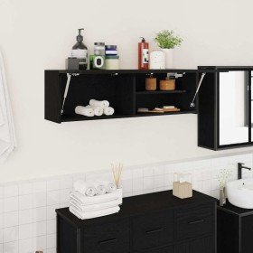 Mueble de pared de baño madera ingeniería negro 100x25x30 cm