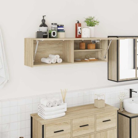 Mueble de pared baño madera ingeniería roble sonoma 100x25x30cm