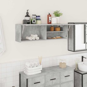 Mueble pared baño madera ingeniería gris hormigón 100x25x30cm