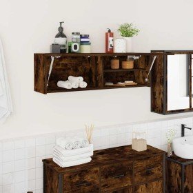 Mueble pared baño madera ingeniería roble ahumado 100x25x30cm en Tocadores de baño | Comprar online en Foro24