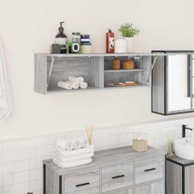 Armario de pared baño madera ingeniería gris sonoma 100x25x30cm en Tocadores de baño | Comprar online en Foro24