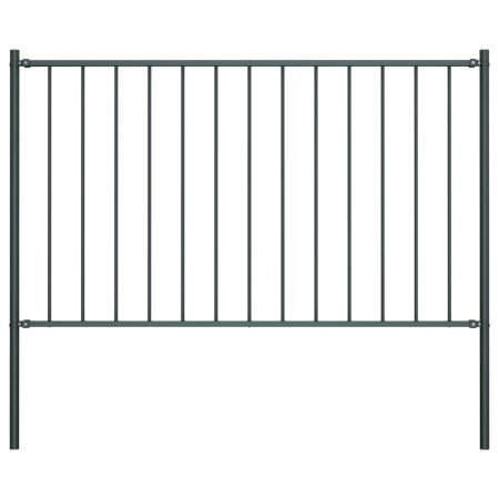 Panel de valla con postes de acero con recubrimiento en polvo