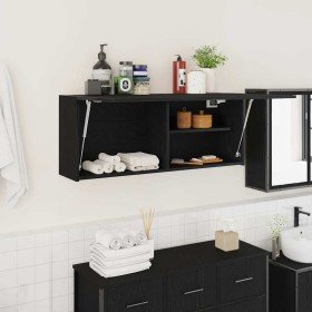 Mueble de pared de baño madera ingeniería negro 100x25x40 cm en Tocadores de baño | Comprar online en Foro24