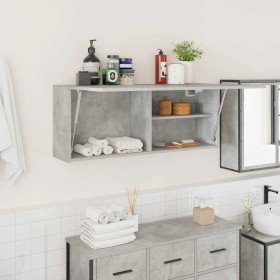 Mueble pared baño madera ingeniería gris hormigón 100x25x40 cm en Tocadores de baño | Comprar online en Foro24