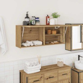 Mueble pared baño madera ingeniería roble artisan 100x25x40 cm en Tocadores de baño | Comprar online en Foro24