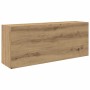 Mueble pared baño madera ingeniería roble artisan 100x25x40 cm