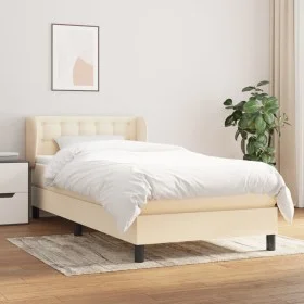 Box spring bed with cream fabric mattress 90x190 cm by vidaXL, Beds and slatted bases - Ref: Foro24-3126530, Price: 329,91 €,...