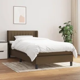 Box spring bed with dark brown fabric mattress 90x190 cm by vidaXL, Beds and slatted bases - Ref: Foro24-3129836, Price: 282,...
