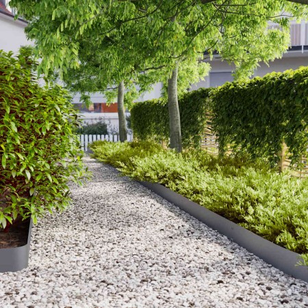 Bordes césped 50 uds antracita 15x103 cm acero laminado frío