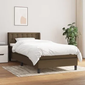 Boxspringbett mit dunkelbrauner Stoffmatratze 90x190 cm von vidaXL, Betten und Lattenroste - Ref: Foro24-3129996, Preis: 285,...