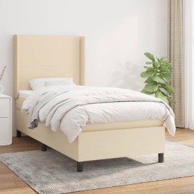 Box spring bed with cream fabric mattress 90x190 cm by vidaXL, Beds and slatted bases - Ref: Foro24-3131238, Price: 358,86 €,...
