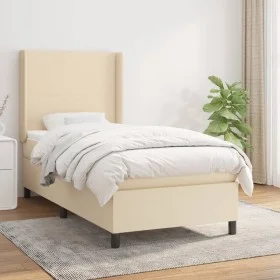 Box spring bed with cream fabric mattress 90x190 cm by vidaXL, Beds and slatted bases - Ref: Foro24-3131238, Price: 365,58 €,...