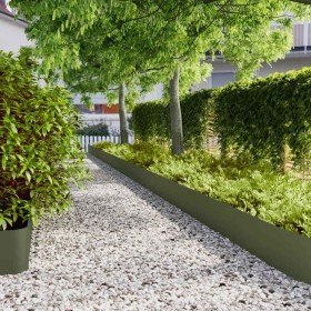 Bordes césped 10 uds acero laminado frío verde oliva 25x103 cm