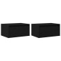 Mesitas de noche de pared con luces LED 2 unidades roble negro