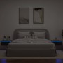 Mesitas de noche de pared con luces LED 2 unidades roble negro
