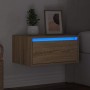 Mesita de noche de pared con luces LED roble Sonoma en Muebles TV | Comprar online en Foro24