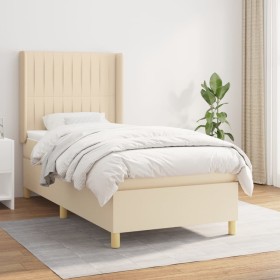 Box spring bed with cream fabric mattress 90x190 cm by vidaXL, Beds and slatted bases - Ref: Foro24-3132118, Price: 360,05 €,...