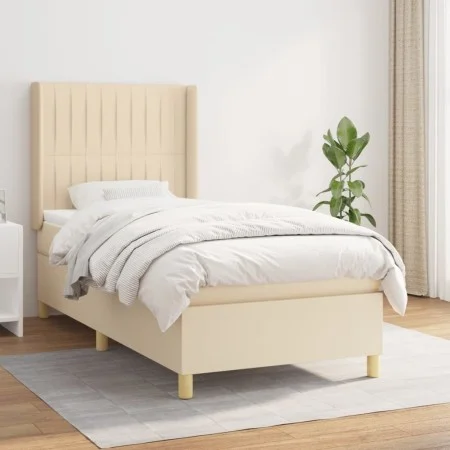 Box spring bed with cream fabric mattress 90x190 cm by vidaXL, Beds and slatted bases - Ref: Foro24-3132118, Price: 368,00 €,...