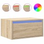 Mesitas de noche de pared con luces LED 2 unidades roble Sonoma