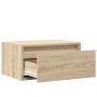 Mesitas de noche de pared con luces LED 2 unidades roble Sonoma