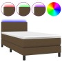Cama box spring con colchón LED tela marrón oscuro 90x190 cm de vidaXL, Camas y somieres - Ref: Foro24-3132960, Precio: 283,6...