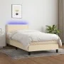 Box spring bed mattress and LED lights cream fabric 90x190 cm by vidaXL, Beds and slatted bases - Ref: Foro24-3133042, Price:...