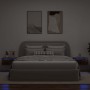 Mesitas de noche de pared con luces LED 2 uds roble ahumado