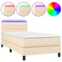 Cama box spring colchón y luces LED tela color crema 90x190 cm de vidaXL, Camas y somieres - Ref: Foro24-3133202, Precio: 332...