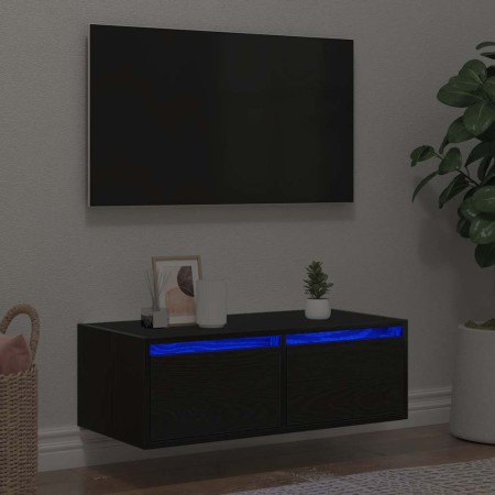 Mueble de TV con luces LED roble negro 75x35,5x25 cm en Muebles TV | Comprar online en Foro24