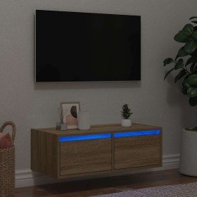 Mueble de TV con luces LED roble sonoma 75x35,5x25 cm