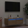 Mueble de TV con luces LED roble sonoma 75x35,5x25 cm
