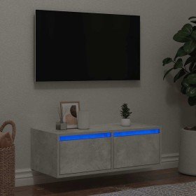 Mueble de TV con luces LED gris hormigón 75x35,5x25 cm en Muebles TV | Comprar online en Foro24