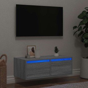 Mueble de TV con luces LED sonoma gris 75x35,5x25 cm en Muebles TV | Comprar online en Foro24