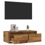 Mueble de TV con luces LED envejecida 75x35,5x25 cm
