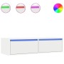Mueble de TV con luces LED blanco 100X35,5x25 cm