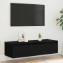 Mueble de TV con luces LED roble negro 100X35,5x25 cm