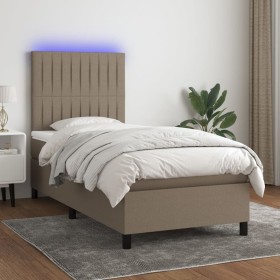 Cama box spring colchón y luces LED tela gris taupe 90x190 cm de vidaXL, Camas y somieres - Ref: Foro24-3135001, Precio: 347,...