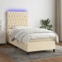 Box spring bed mattress and LED lights cream fabric 90x190 cm by vidaXL, Beds and slatted bases - Ref: Foro24-3135082, Price:...