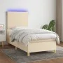 Cama box spring colchón y luces LED tela color crema 90x190 cm de vidaXL, Camas y somieres - Ref: Foro24-3135242, Precio: 360...