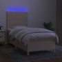 Cama box spring colchón y luces LED tela color crema 90x190 cm de vidaXL, Camas y somieres - Ref: Foro24-3135562, Precio: 354...