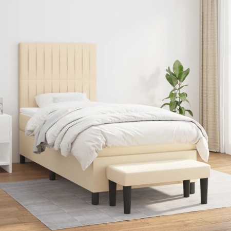 Boxspringbett mit cremefarbener Stoffmatratze 90x190 cm von vidaXL, Betten und Lattenroste - Ref: Foro24-3136722, Preis: 383,...
