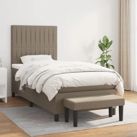Box spring bed with taupe gray fabric mattress 90x190 cm by vidaXL, Beds and slatted bases - Ref: Foro24-3136721, Price: 394,...