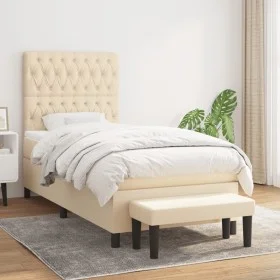 Box spring bed with cream fabric mattress 90x190 cm by vidaXL, Beds and slatted bases - Ref: Foro24-3136802, Price: 409,67 €,...