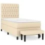 Box spring bed with cream fabric mattress 90x190 cm by vidaXL, Beds and slatted bases - Ref: Foro24-3136802, Price: 409,67 €,...