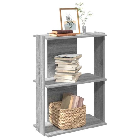 Librería 3 estantes madera ingeniería gris sonoma 60x30x80 cm en Librerías y estanterías | Comprar online en Foro24