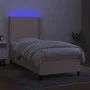 Cama box spring colchón y luces LED tela color crema 90x190 cm de vidaXL, Camas y somieres - Ref: Foro24-3138122, Precio: 356...