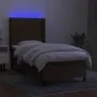 Cama box spring colchón y luces LED tela marrón oscuro 90x190cm de vidaXL, Camas y somieres - Ref: Foro24-3138280, Precio: 34...