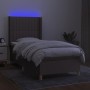 Box spring bed with mattress and LED lights taupe gray fabric 90x190 cm by vidaXL, Beds and slatted bases - Ref: Foro24-31390...