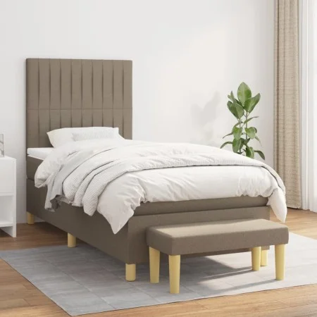 Box spring bed with taupe gray fabric mattress 90x190 cm by vidaXL, Beds and slatted bases - Ref: Foro24-3137281, Price: 394,...
